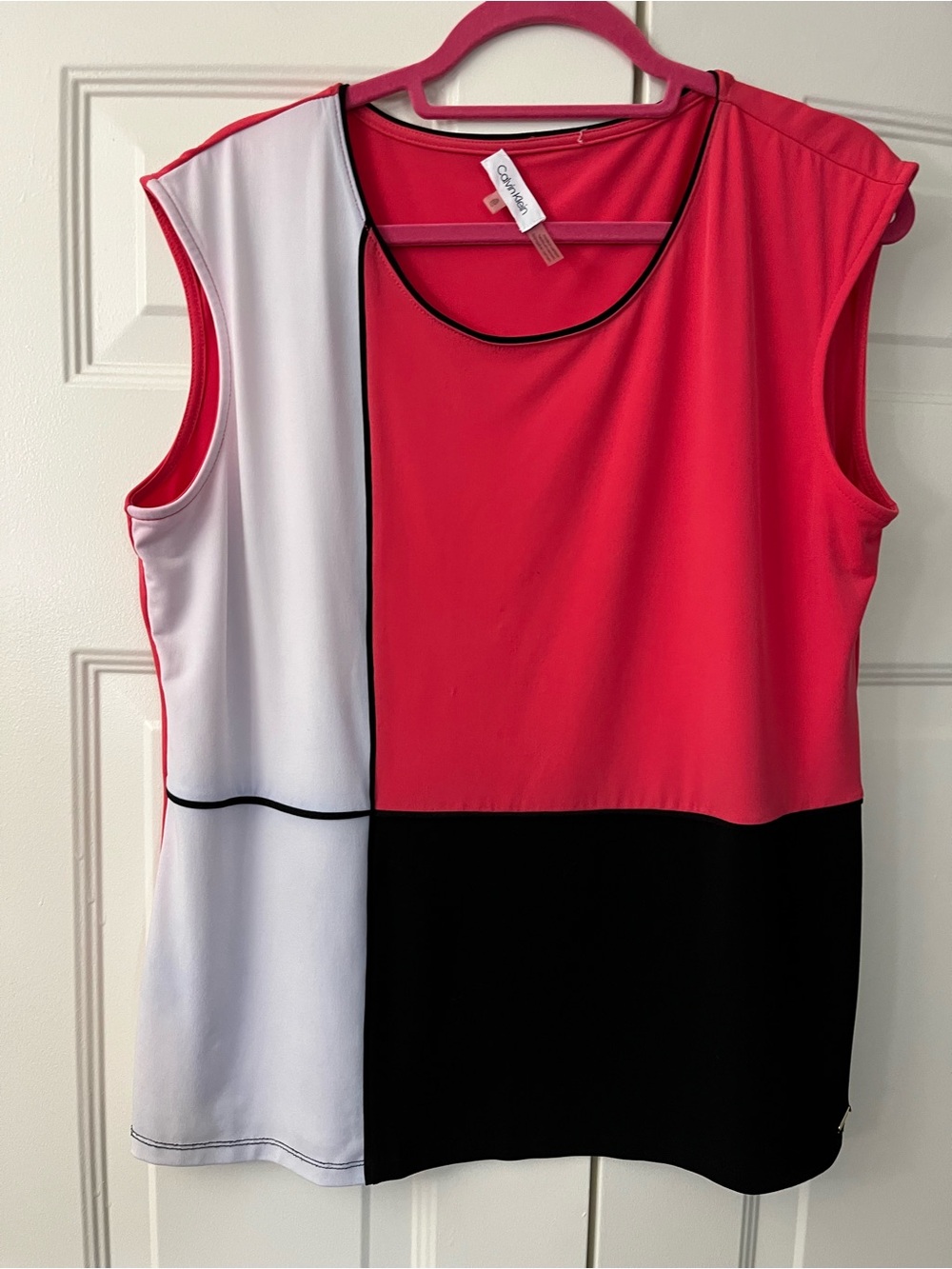 Calvin Klein XL Knit Color Block Sleeveless Top